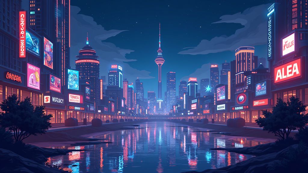 RobyCasino's cyberpunk themed online gaming interface.